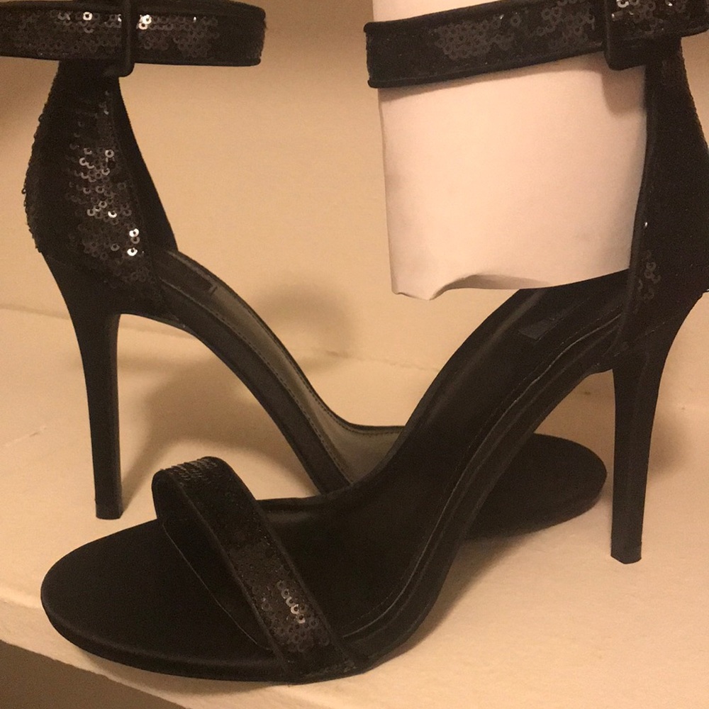 Butterfly Sequence Black Heels